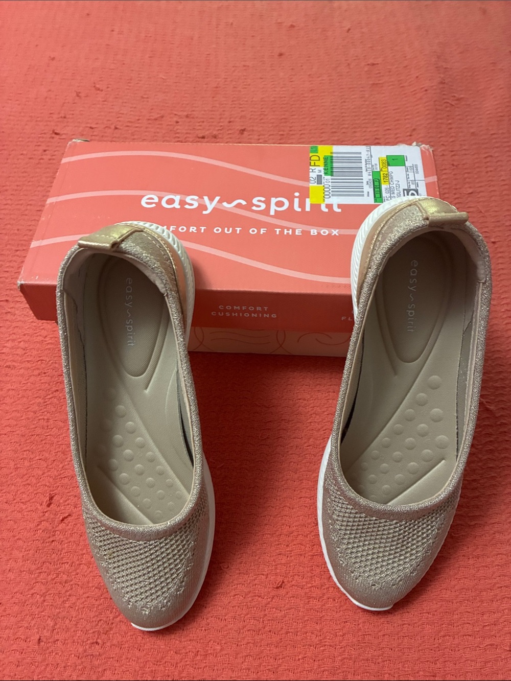Easy Spirit Women's Metallic Champagne Slip-On Flats
